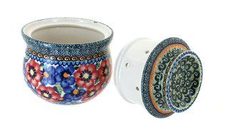 Polish Pottery Poppy Garden French Butter Dish N2