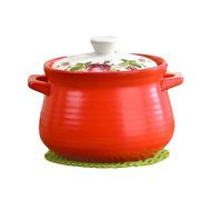 Qingsm High Temperature Resistance Ceramics Cute Crock Pot 3L (red)