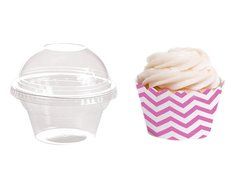 Dress My Cupcake Favor Dome Containers with Wrappers DIY Kit, Cherry Blossom Chevron, Set of 25