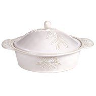 Certified International 25475 Bianca Round Bakeware Set with Lid, 2.24 quart, Ivory
