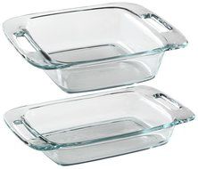 Pyrex Easy Grab 2-Piece Value Pack, Includes 1, 2-Qt Oblong, 1, 8-Inch Square