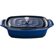 La Cuisine 22 Oz Mini Rectangular Enameled Cast Iron Covered Dutch Oven, Black N2
