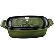 La Cuisine 22 Oz Mini Rectangular Enameled Cast Iron Covered Dutch Oven, Black N3