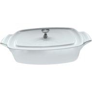 La Cuisine 22 Oz Mini Rectangular Enameled Cast Iron Covered Dutch Oven, Black N4