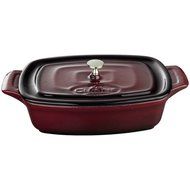 La Cuisine 22 Oz Mini Rectangular Enameled Cast Iron Covered Dutch Oven, Black N5