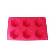 Red 6 Cavities Big Flower Silicone Cake Baking Mold Cake Pan Muffin Cups DIY