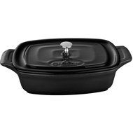 La Cuisine 22 Oz Mini Rectangular Enameled Cast Iron Covered Dutch Oven, Black N6