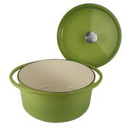 Artland La Maison Cast Iron Round Casserole Dish, 7.4-Quart, Green