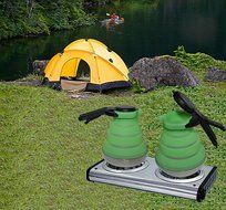 Collapsible Silicone Tea Kettle - Portable Foldable Design, Made with Food Grade Stainless Steel Base for Extreme...