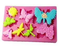 FOUR-C Silicone Mold Butterfly and Dragonfly Cup Cake Mould Color Pink