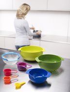 Joseph Joseph 40031 Nest 9 Compact Nesting Mixing Bowl Set Measuring Tools Sieve Colander Food Prep Plastic Dishwasher... N4