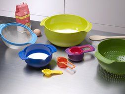 Joseph Joseph 40031 Nest 9 Compact Nesting Mixing Bowl Set Measuring Tools Sieve Colander Food Prep Plastic Dishwasher... N6