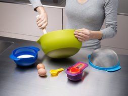 Joseph Joseph 40031 Nest 9 Compact Nesting Mixing Bowl Set Measuring Tools Sieve Colander Food Prep Plastic Dishwasher... N7