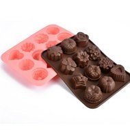 AUCH 2Pcs 3d Floral DIY Cake/Chocolate/Ice/Handmade Soap/Muffin/Biscuit Mold Cube Cup Tray Moulds, Random Color N3
