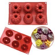 New Vermeil 6-cavity Silicone Fancy Bundt Cake Mold Muffin Cupcake Brownie Cornbread Mould N2