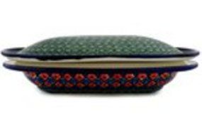 Polmedia Polish Pottery 13-inch Stoneware Dish with Cover H8318C Hand Painted from Zaklady Ceramiczne in Boleslawiec...