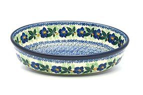 Polish Pottery Baker - Oval - Small - Blue Pansy