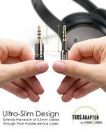 FosPower (1 Pack) 3.5mm Male to Female Auxiliary Stereo Audio Headphone Jack AUX Adapter [4-Conductor TRRS | 24K... N6