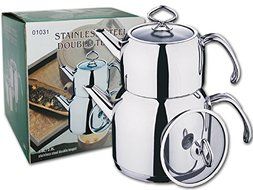 Stainless Steel Double Teapot (Stainless Steel Glass Cover) Samovar / Tea Maker