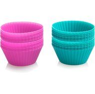 Holstein Housewares HB-07008EM-BU 24 Piece Silicone Baking Cup Set - Teal/Magenta