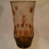 Retro Gold Butterfly Water Glass, Gold Butterfly Amber Drinking Glass 6"