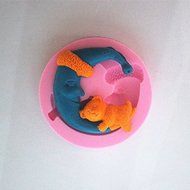Longzang Moon Bear Art Deco Silicone Mold Sugar Craft DIY Gumpaste Cake Decorating Clay Pink