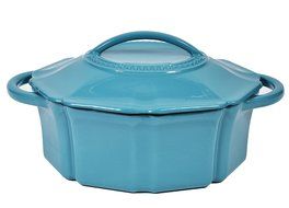 Isaac Mizrahi Bella Chic Oval Casserole and Lid Dutch Oven 4-Quart (Turquoise)