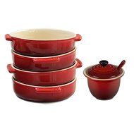 Le Creuset Cherry Stoneware 4 Piece Tapas Dish Set with Condiment Pot