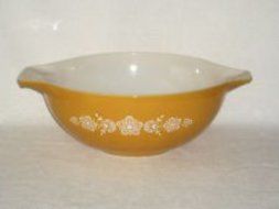 Vintage Pyrex Butterfly Gold 4 Quart Mixing Bowl # 444