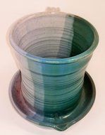 Aunt Chris' Pottery - Heavy Hand Made - Clay Bacon Cooker - Unique New Way of Cooking Bacon - Multi Color Glazed N4