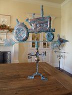 LARGE Handcrafted 3D 3- Dimensional TRACTOR Weathervane Copper Patina Finish N2