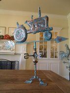 LARGE Handcrafted 3D 3- Dimensional TRACTOR Weathervane Copper Patina Finish N3
