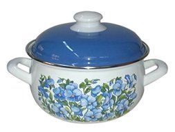 Europe Ware K15289/24 6.5 quart Casserole Pan with Decorative Design, Large, White/Blue