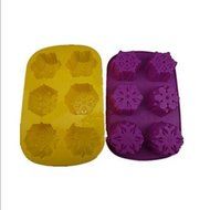 BST Cake Pan 6 Hole Snow Shape Cake Ice Jelly Chocolate Molds,Silicone 28*17.8*3.4 CM(11.1*7.1*1.4INCH) Random...