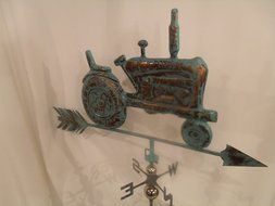 LARGE Handcrafted 3D 3- Dimensional TRACTOR Weathervane Copper Patina Finish N4