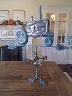 LARGE Handcrafted 3D 3- Dimensional TRACTOR Weathervane Copper Patina Finish N5