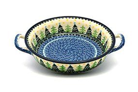 Polish Pottery Baker - Round with Handles - Medium - Christmas Trees