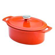 Rachael Ray Cast Iron 3-1/2-Quart Covered Oval Casserole, Orange
