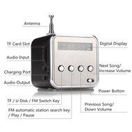BephaMart TD-V26 Portable Mini Stereo FM Radio MP3 Speaker Music Player Support Micro SD TF USB N5