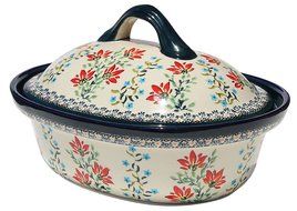 Polish Pottery Oval Casserole Dish From Zaklady Ceramiczne Boleslawiec #1158-278 Art Unikat Signature Pattern,...