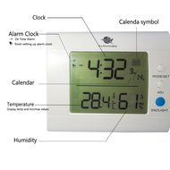 SH100 White Indoor Thermometer and Hygrometer with Calendar N2
