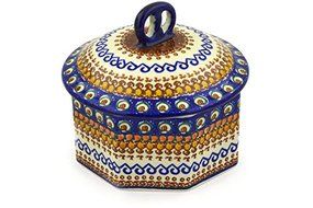 Polmedia Polish Pottery 6-inch Stoneware Jar with Lid H9530E Hand Painted from Ceramika Artystyczna in Boleslawiec...