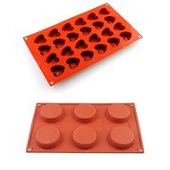 2win2buy DIY Silicone Chocolate Mold Set Pudding Cake Biscuit Cookie Mold Baking Pan(Round+Heart-shaped Set)