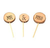 Mandydov Rustic Shabby Chic Wood Cake Topper Cake Decorating Supplies for Couples Wedding Decoration (Mr &amp; Mrs) N4