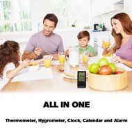 Indoor Digital Hygrometer Humidity Meter Temperature Thermometer with LCD Display Alarm Clock Calendar Home Weather... N7