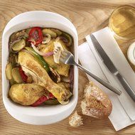 Lekue Steam &amp; Roast 1-2 Servings Ceramic Baking Dish and Silicone Lid, Green N9