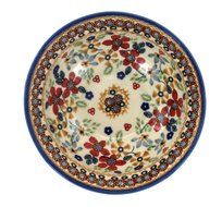 Polish Pottery Red Daisy Dessert Bowl