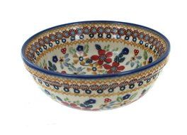 Polish Pottery Red Daisy Dessert Bowl N2