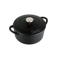 Denby Cast Iron Round Covered Casserole, 3-Liter, Black