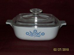 Corning Ware Pyrex Cornflower Blue Casserole Baking Dish w/Lid 1 QT